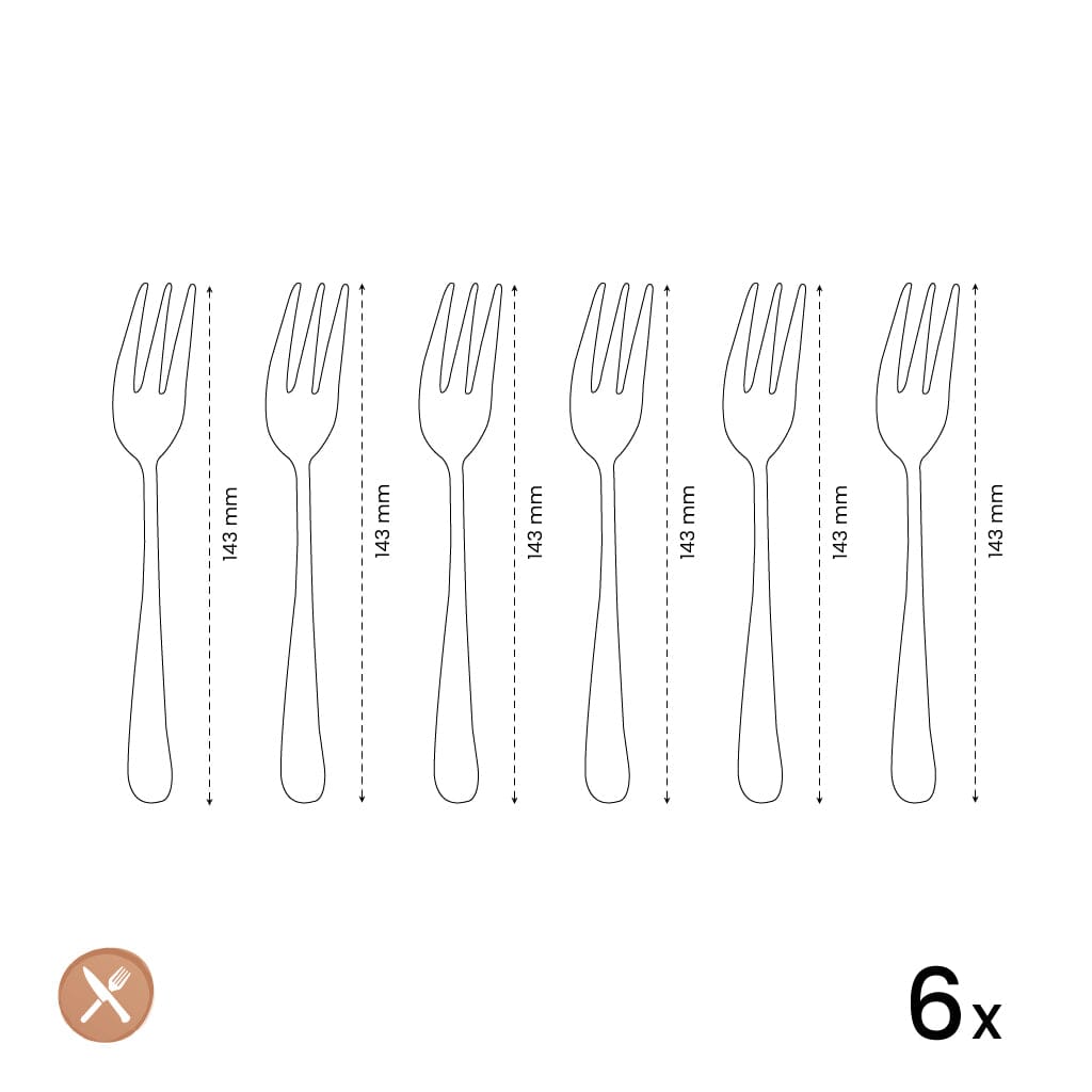 Amefa - Austin 6 Gebaksvorkjes - Mat Zwart Gebaksvorkjes Amefa