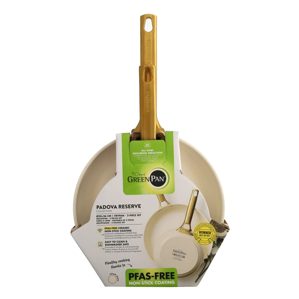 GreenPan - Padova Cream White 2-delige pannenset met keramische antiaanbaklaag 20/26 cm Pannenset GreenPan