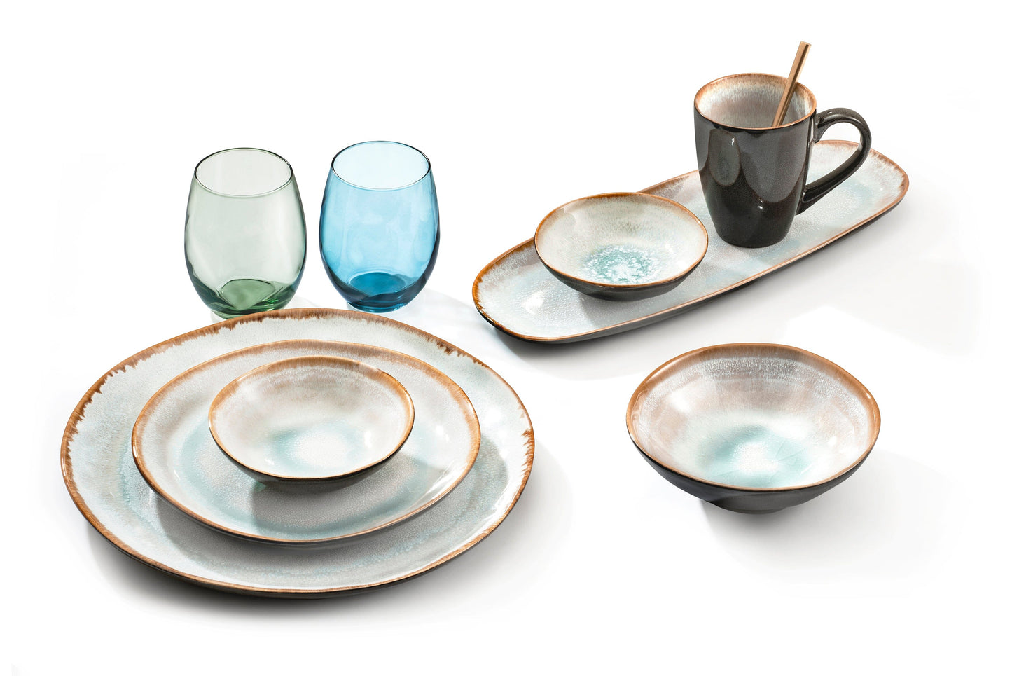 Medard de Noblat - Shadow Aqua Kleine Serveerschaal 23 x 11 cm (set van 6) Serveerschaal Medard de Noblat