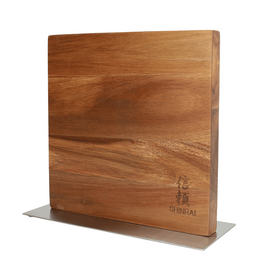 Shinrai Knives - Bloc à couteaux magnétique Cito double face - Bois d'acacia Bezig met laden...