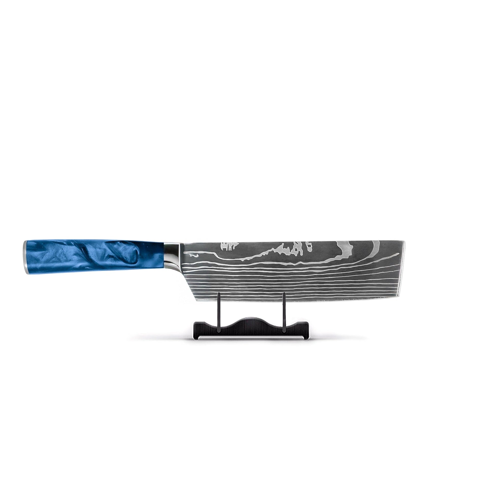 Shinrai Knives - Damascus Print Epoxy Sapphire Nakiri mes 18 cm Nakirimes Shinrai Knives