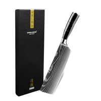 Couteaux Shinrai - Nakiri en époxy onyx imprimé damas, 18 cm, Nakirimes Shinrai