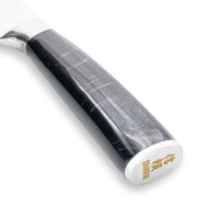 Couteau Santoku Shinrai Knives - 18 cm, en résine époxy onyx à motif damassé