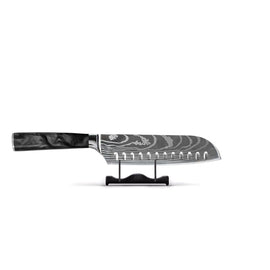 Époxy Onyx Imprimé Damas Japonais - Couteau Santoku (18cm) Shinrai Knives - Damascus Print Onyx Epoxy Santoku mes 18cm Santokumes Shinrai Knives