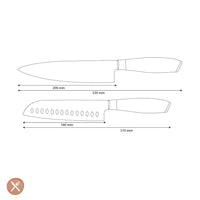 Couteaux Shinrai - Ensemble de couteaux 2 pièces Damask Pakka Wood - Couteau de chef + couteau Santoku Ensemble de couteaux Couteaux Shinrai