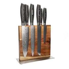 Shinrai Knives - Damask Pakka Wood 6-piece Knife Set + Knife Block Cito double-sided Shinrai Knives - Damast Pakka Wood 6-delige Messenset + Messenblok Cito dubbelzijdig Messenset met blok Shinrai Knives