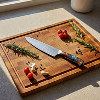 Couteaux Shinrai - Coffret de 2 couteaux damas Eclipse - Couteau de chef + couteau à pain