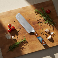 Couteaux Shinrai - Coffret de 4 couteaux damas Eclipse - Couteau de chef + Nakiri + Santoku + Couteau à pain