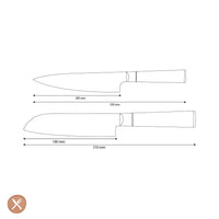 Couteaux Shinrai - Coffret de 2 couteaux en acier damassé époxy onyx - Couteau de chef + couteau Santoku