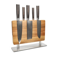 Shinrai Knives - Hammered Damast BR 5-delige Messenset + Messenblok Stans Messenset met blok Shinrai Knives