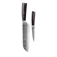 Shinrai Knives - Hammered RVS 2-delige Messenset - Santoku + Schilmes Messenset Shinrai Knives
