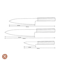 Couteaux Shinrai - Ensemble 3 pièces Damas exclusif Kigami - Couteau de chef + Santoku + Couteau d'office Ensemble de couteaux Shinrai Knives