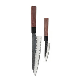 Shinrai Knives - Kurayami 2-Piece Damascus Knife Set - Chef's Knife + Paring Knife Shinrai Knives - Kurayami 2-delige Damascus Messenset - Koksmes + Schilmes Messenset Shinrai Knives