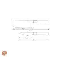 Shinrai Knives - Kurayami 2-delige Damascus Messenset - Nakiri + Schilmes Messenset Shinrai Knives