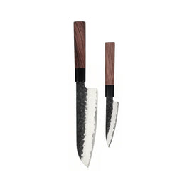 Shinrai Knives - Kurayami 2-piece Damascus Knife Set - Santoku + Paring Knife Shinrai Knives - Kurayami 2-delige Damascus Messenset - Santoku + Schilmes Messenset Shinrai Knives