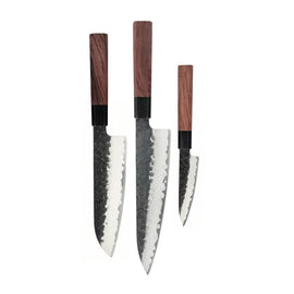 Shinrai Knives - Kurayami 3-Piece Damascus Knife Set - Chef's Knife + Santoku + Paring Knife Shinrai Knives - Kurayami 3-delige Damascus Messenset - Koksmes + Santoku + Schilmes Messenset Shinrai Knives