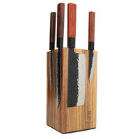 Couteaux Shinrai - Bloc magnétique rotatif pour couteaux - Bloc magnétique pour couteaux en bois d'acacia - Couteaux Shinrai