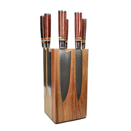 Shinrai Knives - Micarta Jewels 7-Piece Knife Set + Knife Block Rotate Shinrai Knives - Micarta Jewels 7-delige Messenset + Messenblok Rotate Messenset met blok Shinrai Knives