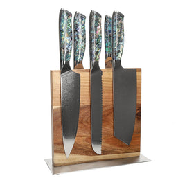 Shinrai Knives - Mother of Pearl Jewels 5-piece Knife Set + Knife Block Cito double-sided Shinrai Knives - Parelmoer Jewels 5-delige Messenset + Messenblok Cito dubbelzijdig Messenset met blok Shinrai Knives