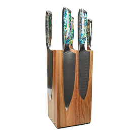 Shinrai Knives - Mother of Pearl Jewels 5-Piece Knife Set + Knife Block Rotate Shinrai Knives - Parelmoer Jewels 5-delige Messenset + Messenblok Rotate Messenset met blok Shinrai Knives