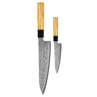 Couteaux Shinrai - Ensemble de couteaux damas Takumi Kaza 2 pièces - Couteau de chef + couteau d'office Ensemble de couteaux Shinrai Knives