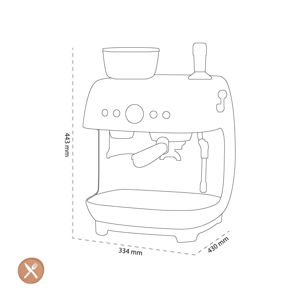 Smeg - Espressomachine | Zwart | Jaren 50 | Handmatige espressomachine met geïntegreerde bonenmaler Handmatige Espressomachine Smeg