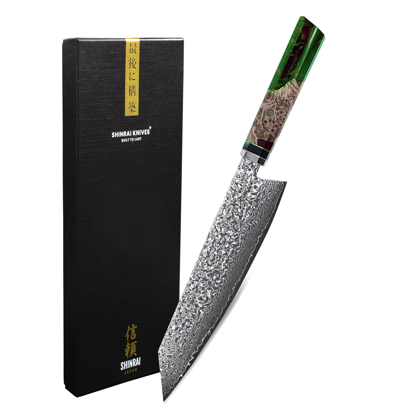 Emerald Octagon Damascus Kiritsuke 23 cm - Special Edition Keukenmessen Shinrai Japan