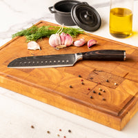 Messenset Damascus print 9-delig + Acacia Houder Dubbelzijdig Messensets Shinrai Japan