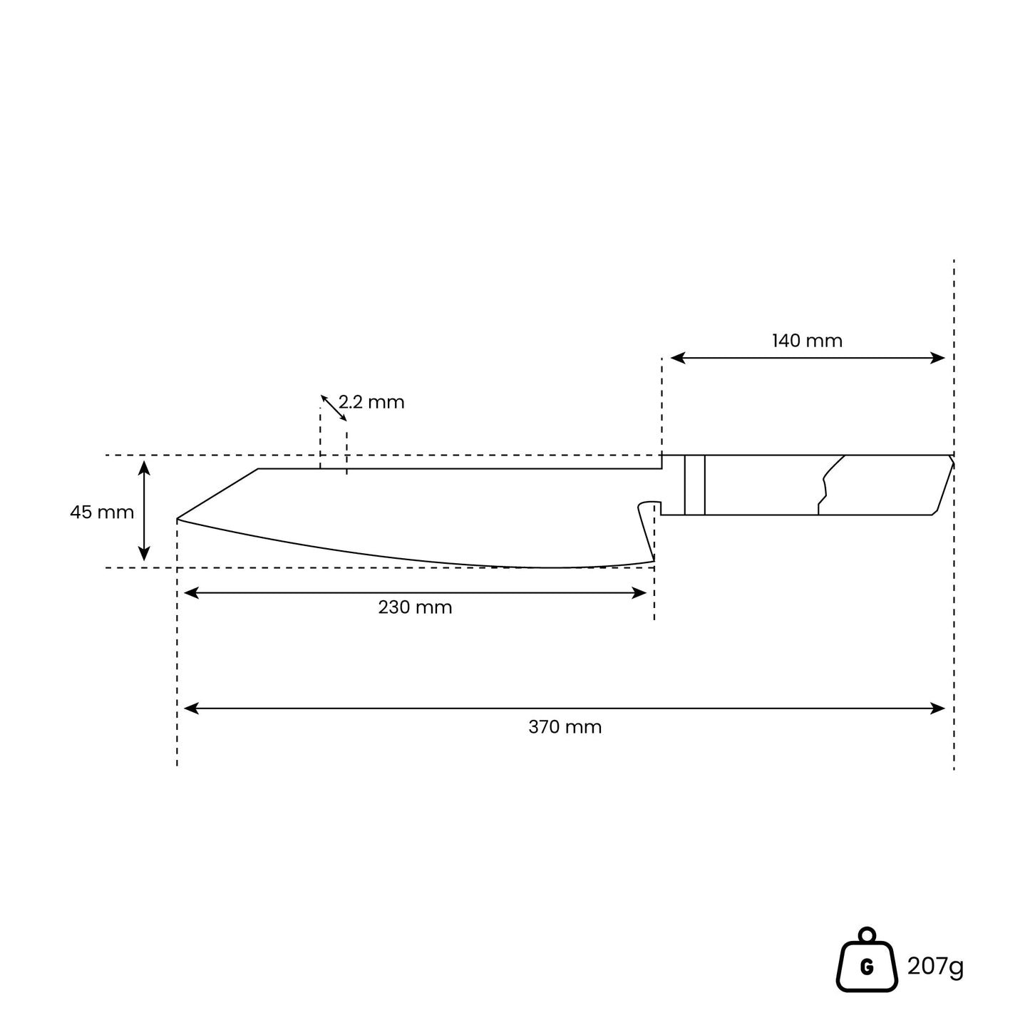 Onyx Octagon Damascus Kiritsuke 23 cm - Special Edition Keukenmessen Shinrai Japan