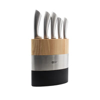 Richardson Sheffield - Fusion 5-delige Messenset met Messenblok - Naturel Hout & Zwart Messenset met blok Richardson Sheffield