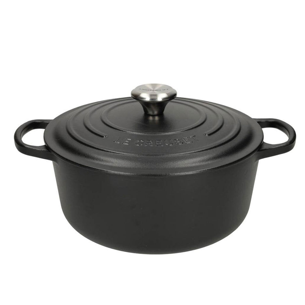 LeCreuset - Roast- / Stew pan Signature round Matte Black 24cm 4.2l (black interior)