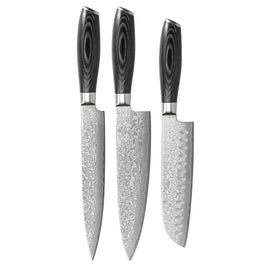 Shinrai Knives - Damask Pakka Wood 3-Piece Knife Set