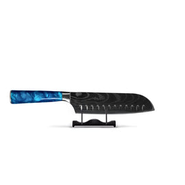 Shinrai Knives - Damascus Print Epoxy Sapphire Santoku knife 18 cm