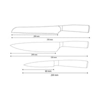 Shinrai Knives - Hammered Stainless Steel 3-Piece Knife Set - Chef's Knife + Bread Knife + Paring Knife