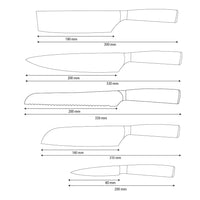 Shinrai Knives - Hammered Stainless Steel 5-Piece Knife Set - Chef's Knife + Bread Knife + Nakiri + Santoku + Paring Knife