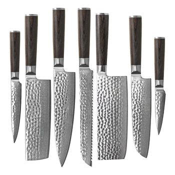 Shinrai Knives - Hammered Damask BR 7-piece Knife Set
