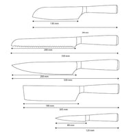 Couteaux Shinrai - Ensemble de 5 couteaux imprimés Damas - Couteau de chef + Couteau à pain + Nakiri + Petit Santoku + Couteau d'office