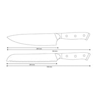 Shinrai Knives - Eclipse 2-Piece Damascus Knife Set - Chef's Knife + Bread Knife