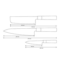 Couteaux Shinrai - Ensemble de couteaux Damas 3 pièces Takumi Kaza - Couteau de chef + Nakiri + Couteau d'office