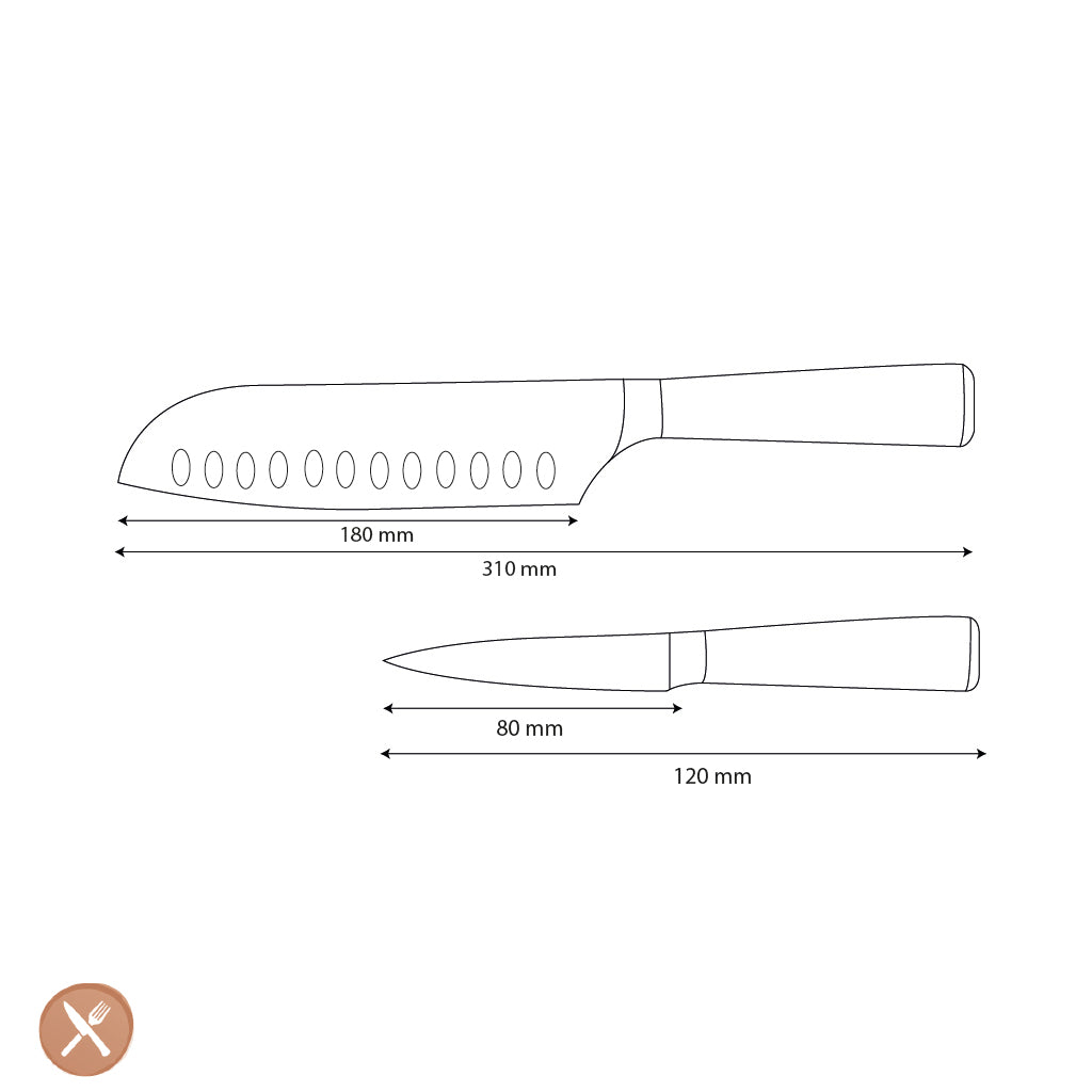 Couteaux Shinrai - Ensemble de 2 couteaux en résine époxy et onyx imprimé Damas - Santoku + couteau d&#39;office