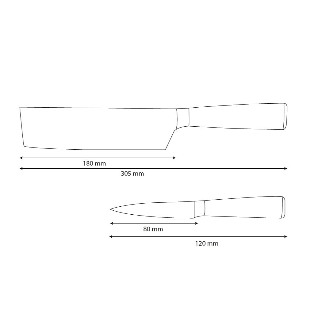 Shinrai Knives - Damascus Print 2-piece Knife Set - Nakiri + Paring Knife