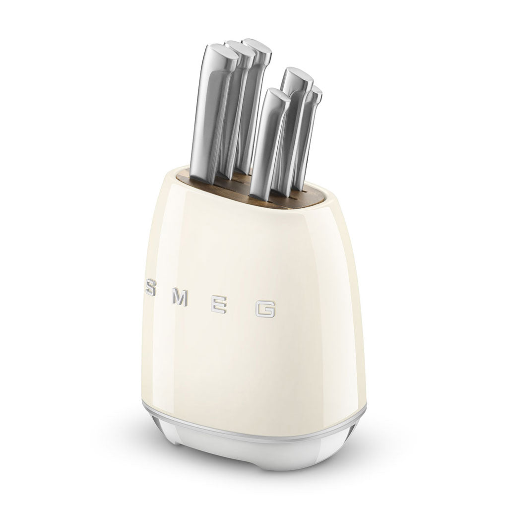 SMEG - Knife block with 6 knives Cream