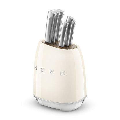 SMEG - Knife block with 6 knives Cream