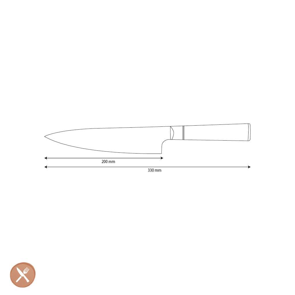 Shinrai Knives - Couteau de Chef Epoxy Onyx Damas 20 cm