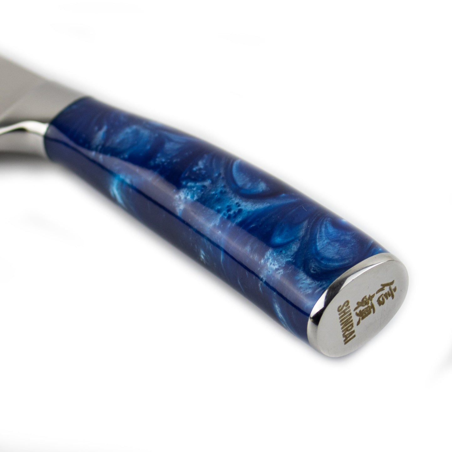 Shinrai Knives - Damascus Print Epoxy Sapphire Nakiri knife 18 cm