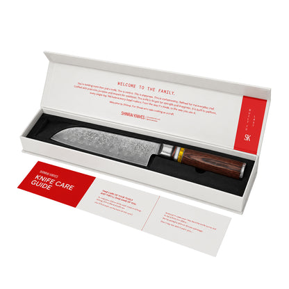Shinrai Knives - Micarta Jewels 2-Piece Damascus Knife Set - Chef's Knife + Santoku