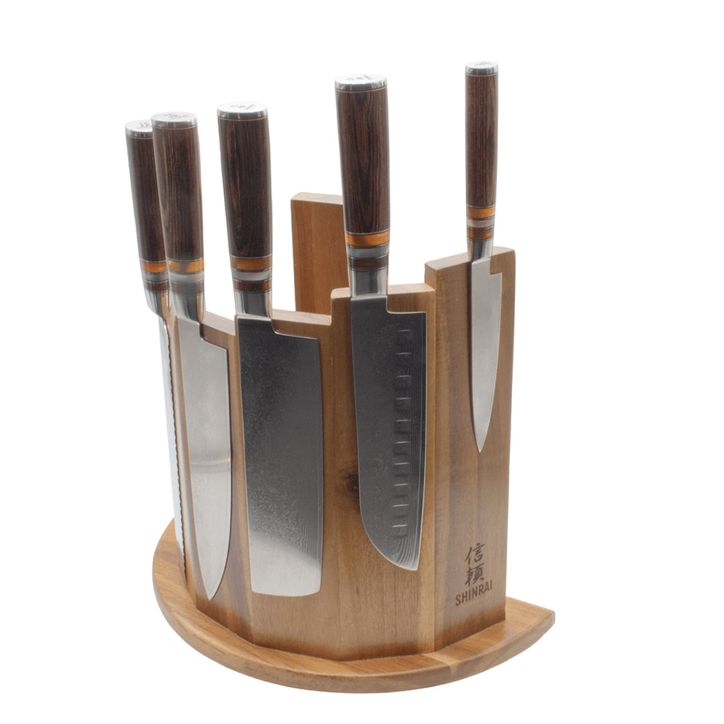 Shinrai Knives - Magnetic Knife Block Scalae - Acacia wood