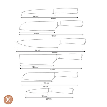 Shinrai Knives - Hammered Stainless Steel 6-piece Knife Set