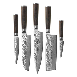 Shinrai Knives - Hammered Damask BR 5-Piece Knife Set