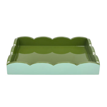 Plateau festonné Addison Ross - Vert d'eau/Kaki - 28 x 20 cm